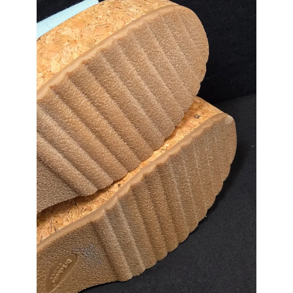 Dr. Scholls Forever Original Light Blue Cork Platform Wedge Sandals Womens‎ 9m